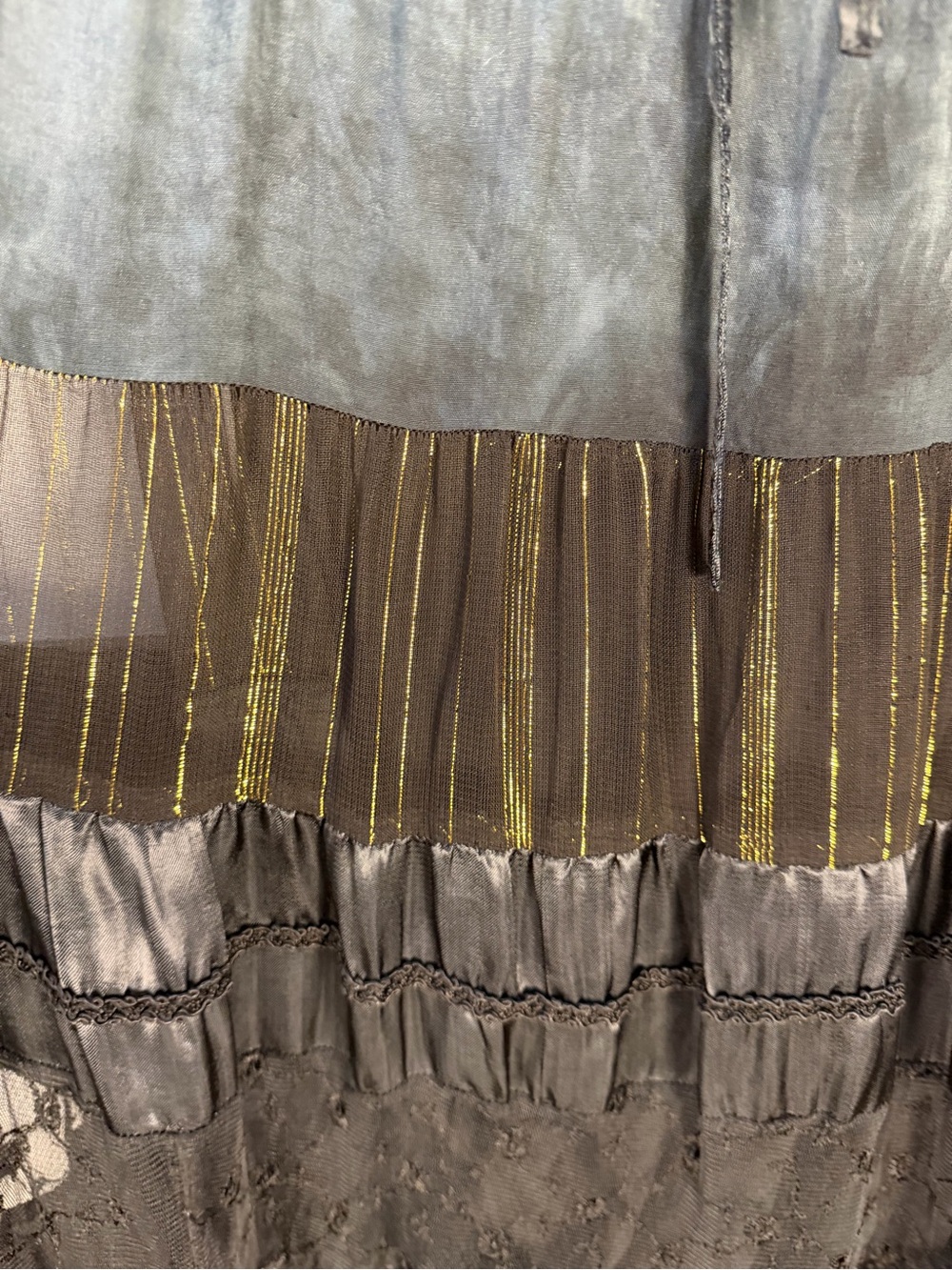 Monroe & Main Bohemian Black Tiered Maxi Skirt with Gold Accents - Picture 5 of 13
